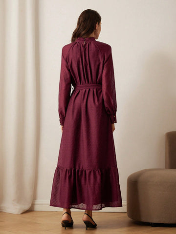 Aveloria Rosie Women's Elegant Jacquard Textured Midi Dress