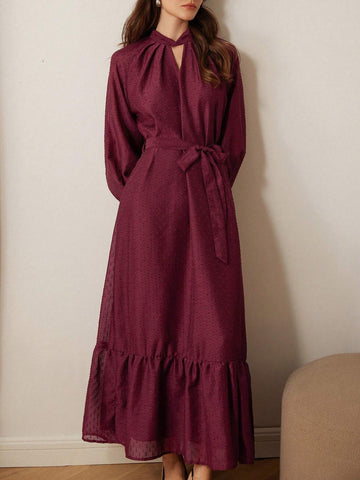 Aveloria Rosie Women's Elegant Jacquard Textured Midi Dress