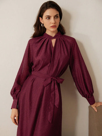 Aveloria Rosie Women's Elegant Jacquard Textured Midi Dress