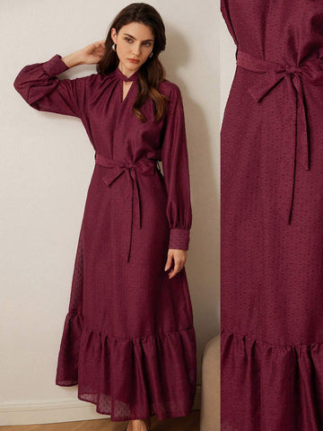 Aveloria Rosie Women's Elegant Jacquard Textured Midi Dress