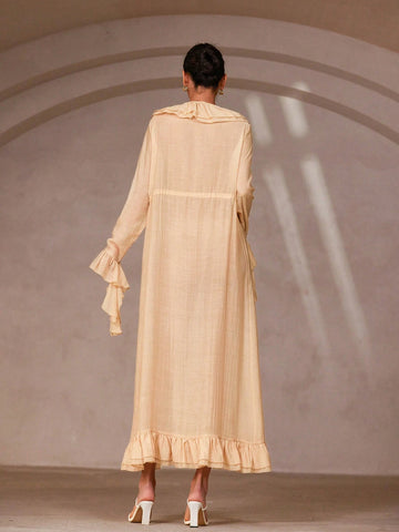 Aveloria Rosie Women's Stylish Ruffle V-Neck Long Sleeve Dress, Romantic Italian Vibe