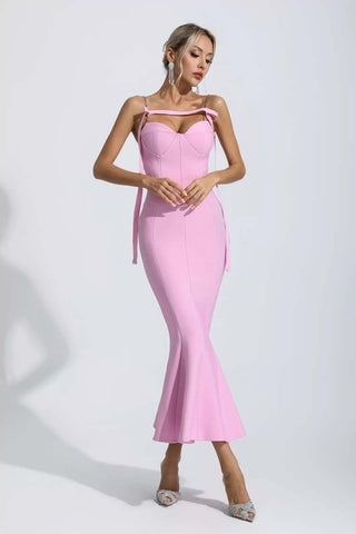 Averie Pink Bandage Maxi Dress