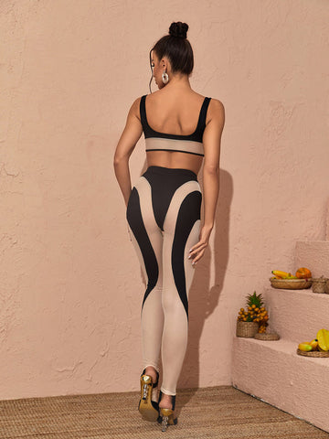 Avi Mesh Leggings Set In Black