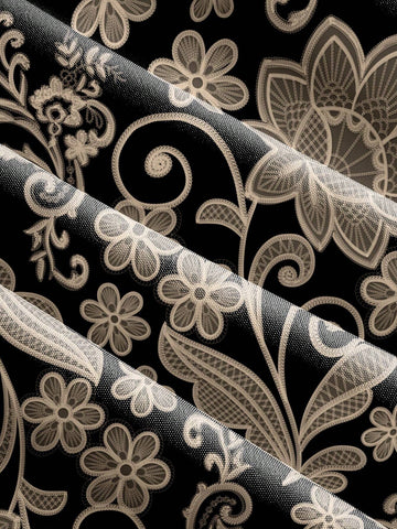 Black Paisley Flower Casual Minimalist Design Women's Shirt, Elegant & Chic Winter Clothing