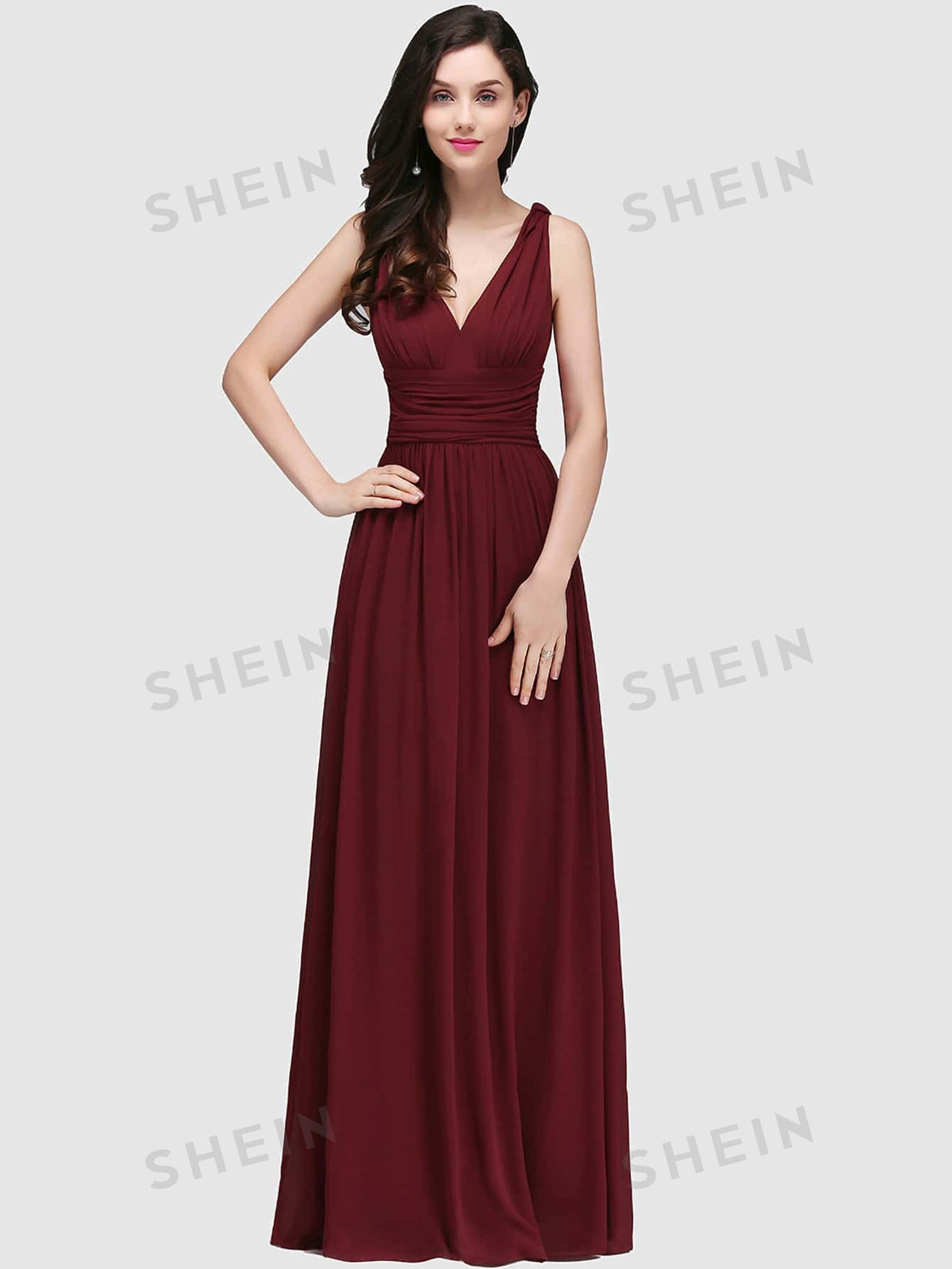 BABYONLINE D.R.E.S.S. Ruched Waist Maxi Chiffon Formal Dress