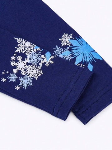 Autumn Long Sleeve Girls Dresses Snowflakes Printed Children Princess Dress Unicorn Cartoon Irregular Mesh Young Girl Christmas Party Clothing