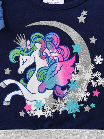 Girls Dresses Ruffles Long Sleeve Toddler Birthday Party Clothing Snowflake Winter Princess Vacation Wear Unicorn Cartoon Children Outfits