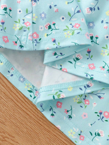 Baby Girl Summer Casual Holiday Ditsy Floral Round Neck Cap Sleeve Dress