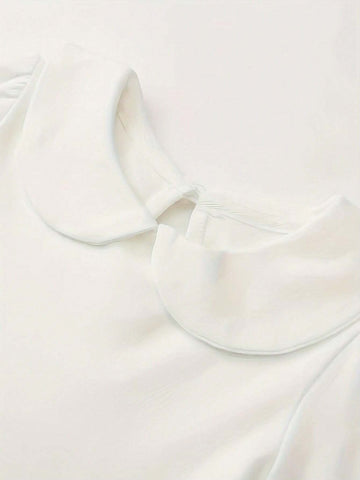 Baby Girls' All-Match Solid Color Doll Collar Top Tee Shirt, All Seasons