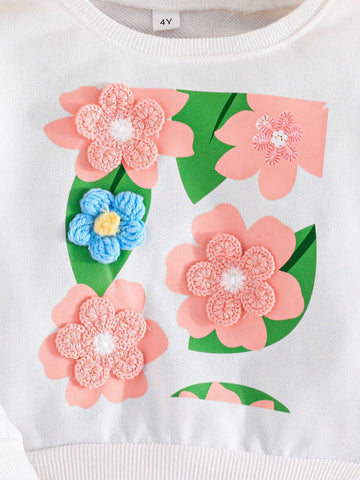 Baby Girls' Long Sleeve Floral Embroidery Mesh Skirt Dress, Spring And Autumn