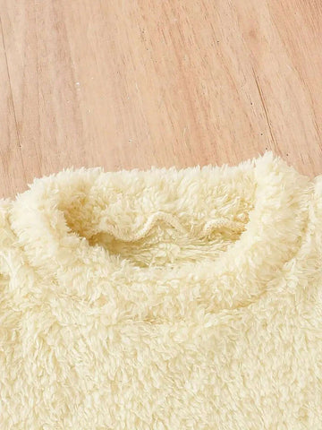 Baby Girls Young Girl Long Sleeve Plush Dress Crew Neck For Autumn And Winter, Party, Everyday