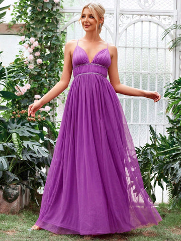 Backless Lace Up Mesh Cami Dress