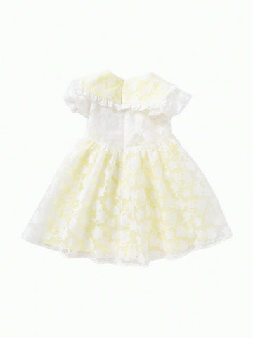 Balabala Baby Dress Kids' Summer Floral Trendy Girls' Puff Sleeve Dress