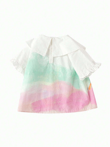 Balabala Baby Short Sleeve Shirt Children's Kids' Clothing Girls' Top Sweet 2024 Summer New Cotton T-Shirt