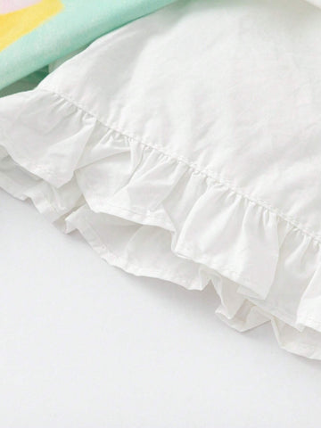 Balabala Baby Short Sleeve Shirt Children's Kids' Clothing Girls' Top Sweet 2024 Summer New Cotton T-Shirt