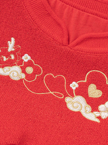 Balabala Balabala Girls' Chinese-Style Mesh Dress, Elegant Springwear For Young Girl