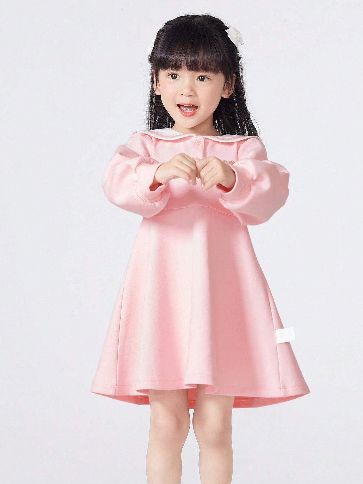 Balabala Girls' Dress, 2024 Autumn Collection, New Academy Style With Collared Design, Long Sleeve Dress For Toddlers And Babies