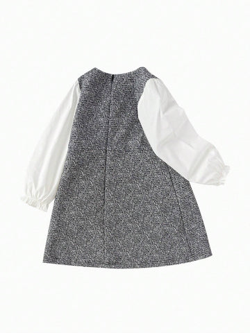 Balabala Balabala Girls' Dress, 2024 Autumn New Fashion, Trendy Two-Piece Look With Chic Design