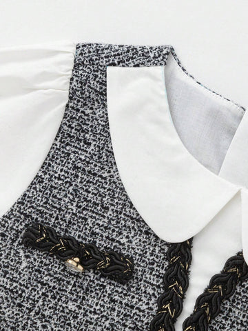 Balabala Balabala Girls' Dress, 2024 Autumn New Fashion, Trendy Two-Piece Look With Chic Design