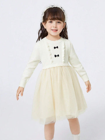 Balabala Balabala Girls' Dress, Butterfly Bow Dress, Stylish And Sweet