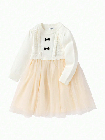 Balabala Balabala Girls' Dress, Butterfly Bow Dress, Stylish And Sweet