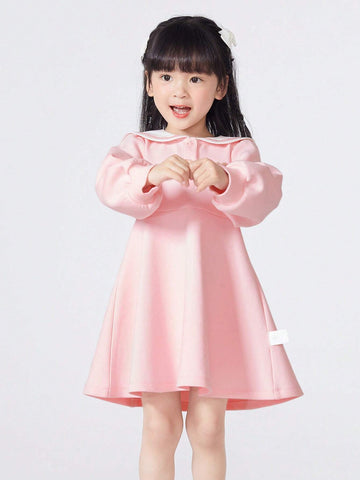 Balabala Balabala Girls' Dress With Navy Collar, Autumn Academy Style Dress, Sweet And Trendy Young Girl' Outfit