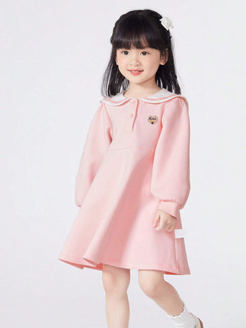 Balabala Balabala Girls' Dress With Navy Collar, Autumn Academy Style Dress, Sweet And Trendy Young Girl' Outfit