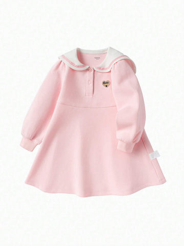 Balabala Balabala Girls' Dress With Navy Collar, Autumn Academy Style Dress, Sweet And Trendy Young Girl' Outfit
