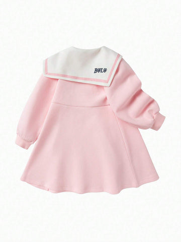 Balabala Balabala Girls' Dress With Navy Collar, Autumn Academy Style Dress, Sweet And Trendy Young Girl' Outfit