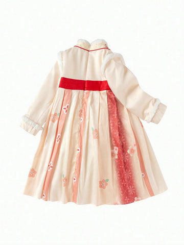 Balabala Balabala Girls' Hanfu-Style Dress, Warm And Trendy Chinese-Inspired Outfit