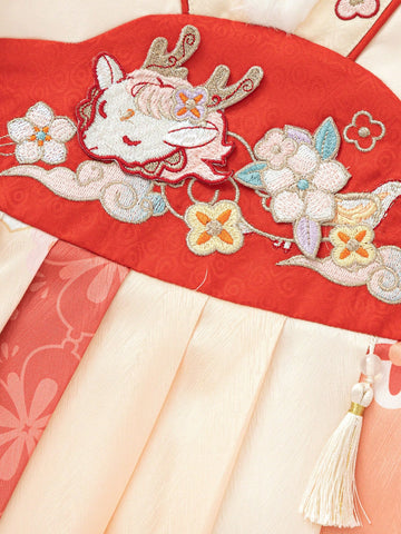 Balabala Balabala Girls' Hanfu-Style Dress, Warm And Trendy Chinese-Inspired Outfit
