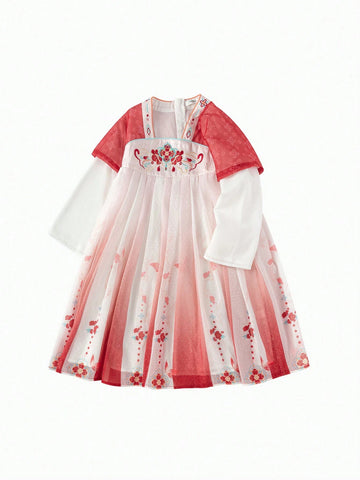 Balabala Balabala Girls' Hanfu Dress, 2025 New Year Chinese Style Outfit