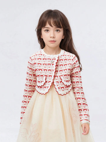 Balabala Balabala Girls' Mesh Dress, 2025 Spring New Year Princess Outfit