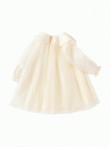 Balabala Balabala Girls' Mesh Princess Dress, A-Line Bowknot Spring And Fall Wear