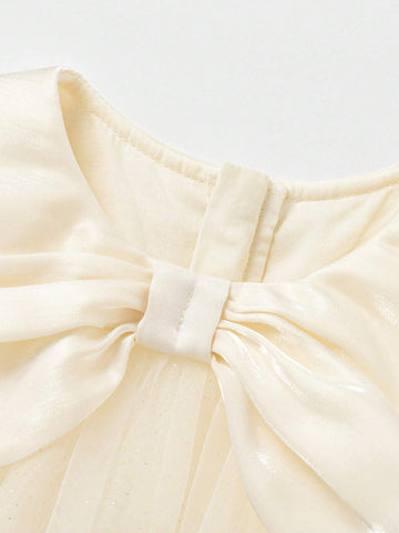 Balabala Balabala Girls' Mesh Princess Dress, A-Line Bowknot Spring And Fall Wear