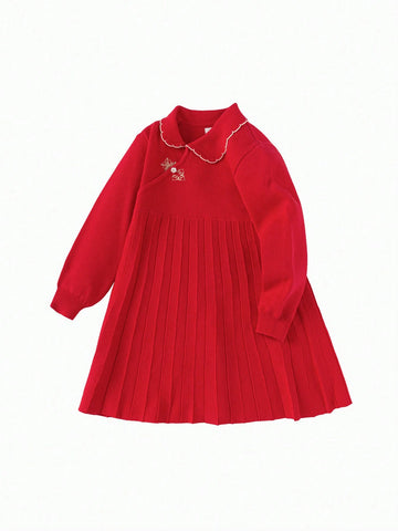 Balabala Balabala Girls' Pleated Dress, 2025 New Year Princess Outfit