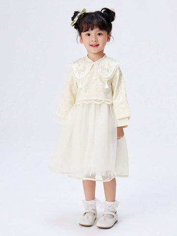 Balabala Balabala Girls' Qipao Dress Autumn Floral Net Yarn Children's Dress