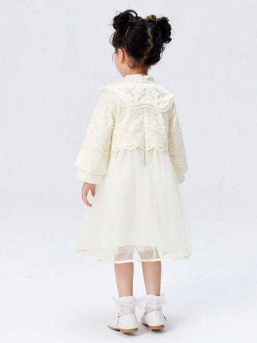 Balabala Balabala Girls' Qipao Dress Autumn Floral Net Yarn Children's Dress