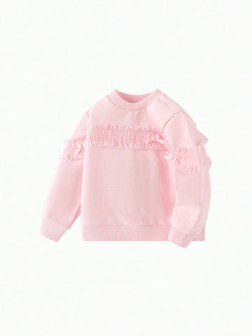 Balabala Balabala Girls' Soft Pink Hoodie, Trendy Floral Soft Sweatshirt For Girl