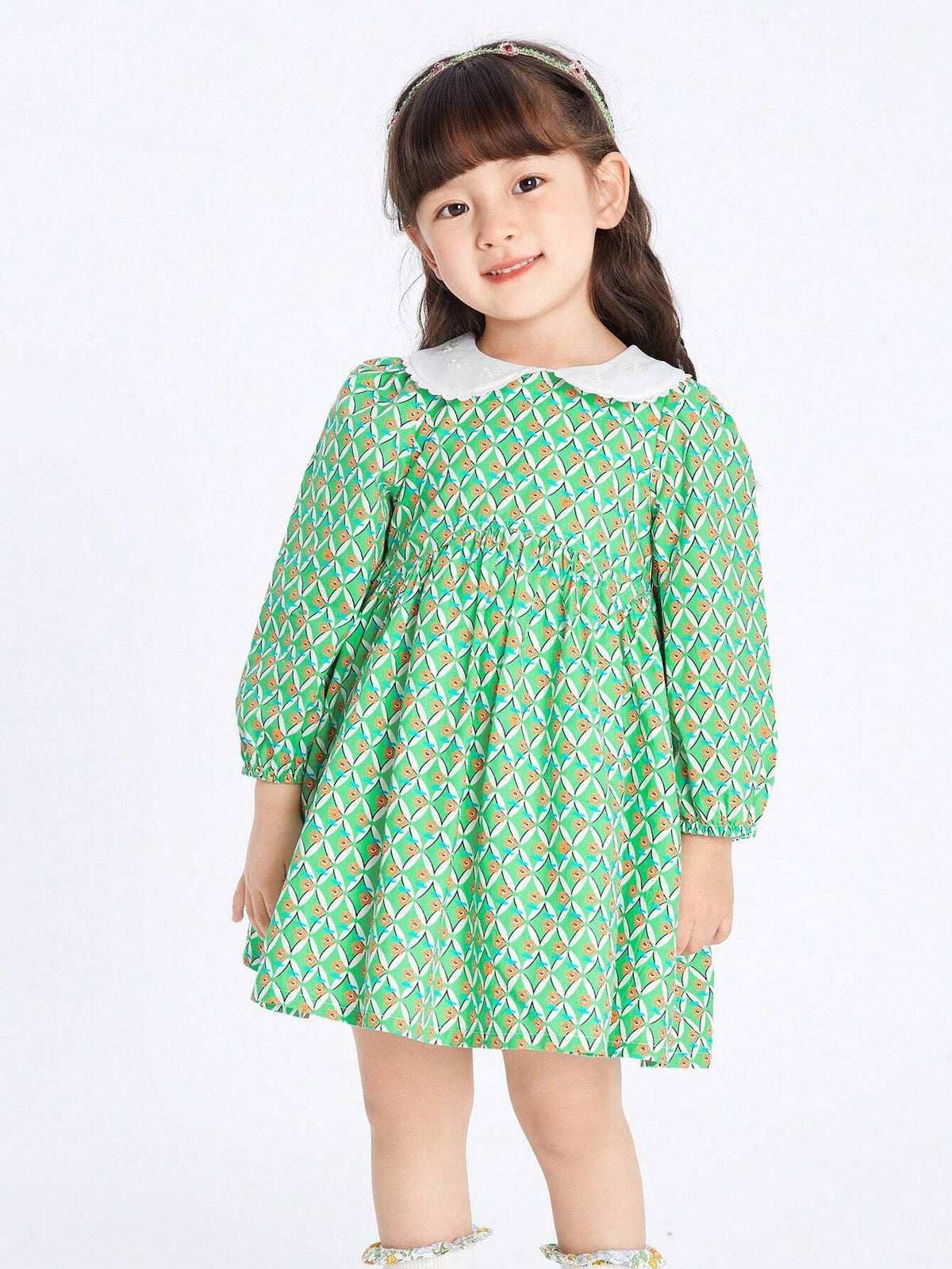Balabala Balabala Young Girls Dress Young Girls Autumn Children's Dress Rural Style Floral Print Sweet A-Line Dress