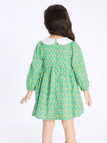 Balabala Balabala Young Girls Dress Young Girls Autumn Children's Dress Rural Style Floral Print Sweet A-Line Dress