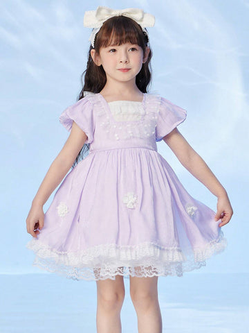 Balabala Children's Skirt, Summer Patchwork Mesh Dress, Girls' Baby Dress, Lolita Style, Princess Skirt