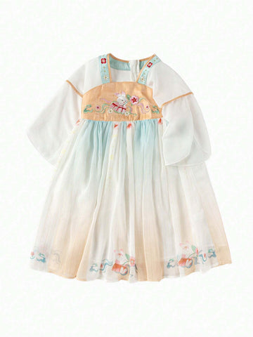 Balabala Girls' Dress Baby Children's Clothing 2024 Summer Children's Hanfu Ruqun Skirt