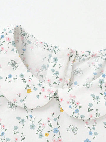 Balabala Girls' Dress Set Stylish Fashionable Floral Two-Piece Children's Autumn Fresh Literary