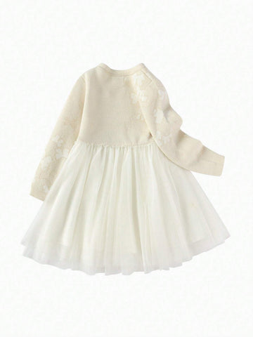 Balabala Girls' Dress, Young Girl' Mesh Skirt, New Autumn/Winter 2024