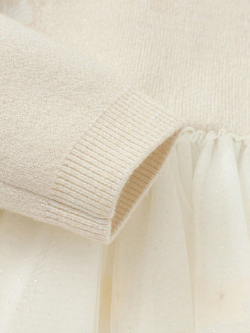 Balabala Girls' Dress, Young Girl' Mesh Skirt, New Autumn/Winter 2024