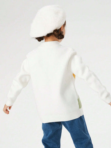 Balabala Girls' Half-Turtleneck Sweater Winter Knitted Cartoon Pullover