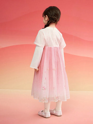 Balabala Girls' Hanfu Dress, 2025 New Year Chinese Style Outfit