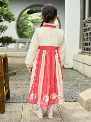 Balabala Girls' Hanfu Dress Embroidered New Chinese Style For Winter 2024