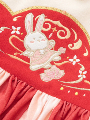 Balabala Girls' Hanfu Dress Embroidered New Chinese Style For Winter 2024